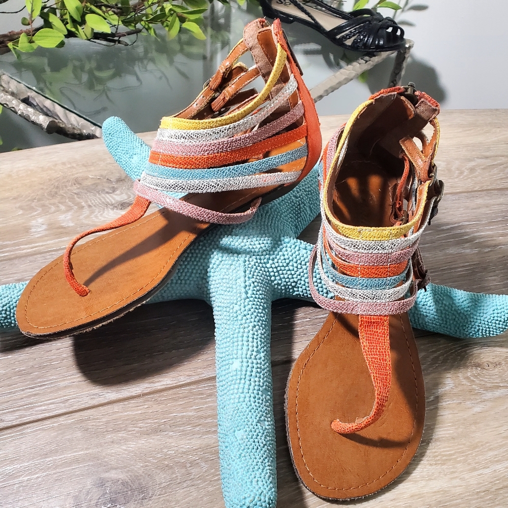Candies Colorful Strappy Women's Wedge Sandals Size 6